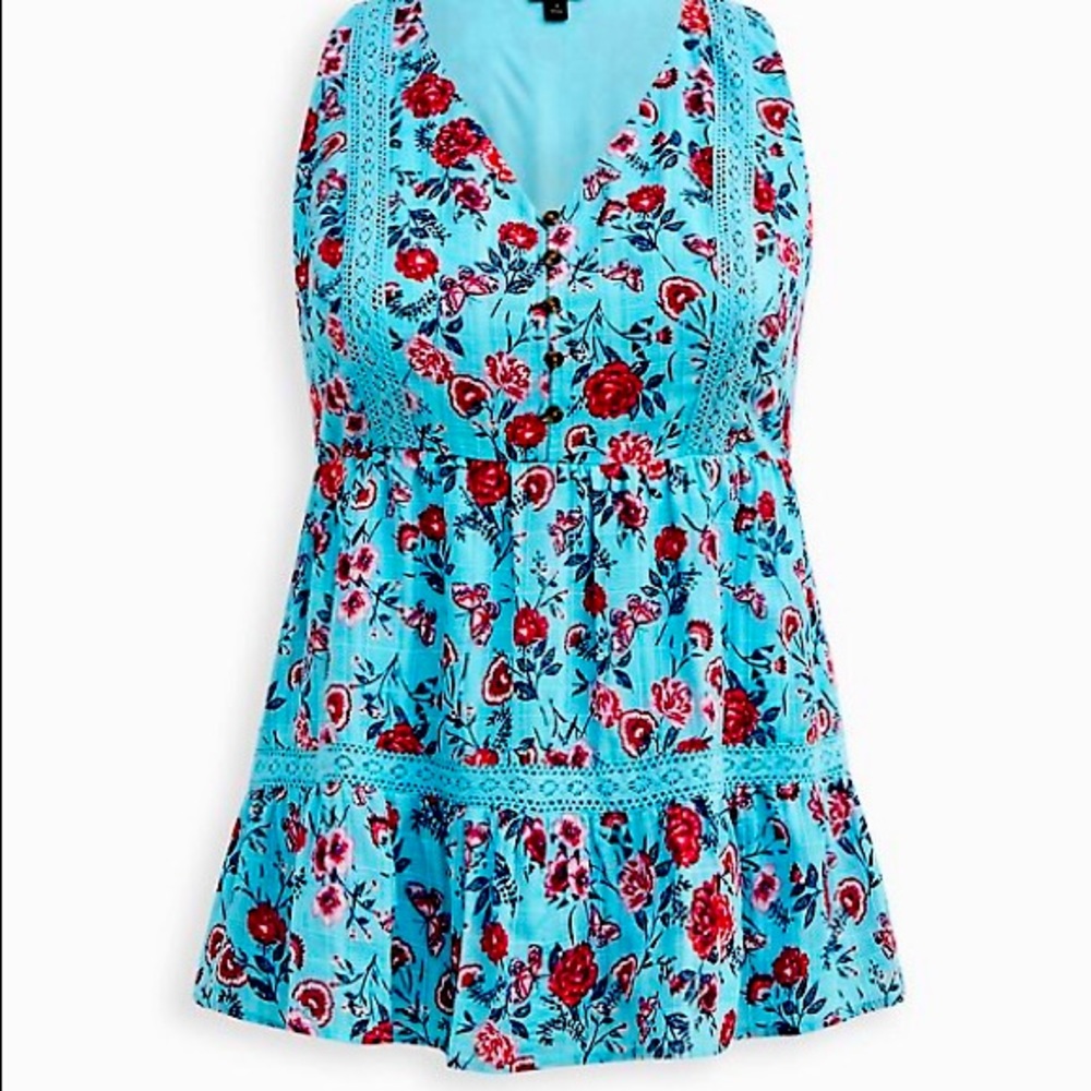 Torrid Blue Floral Top